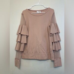 14th & Union Women’s Ruffle Sleeve‎ Sweatshirt Blush Pink Top Size M